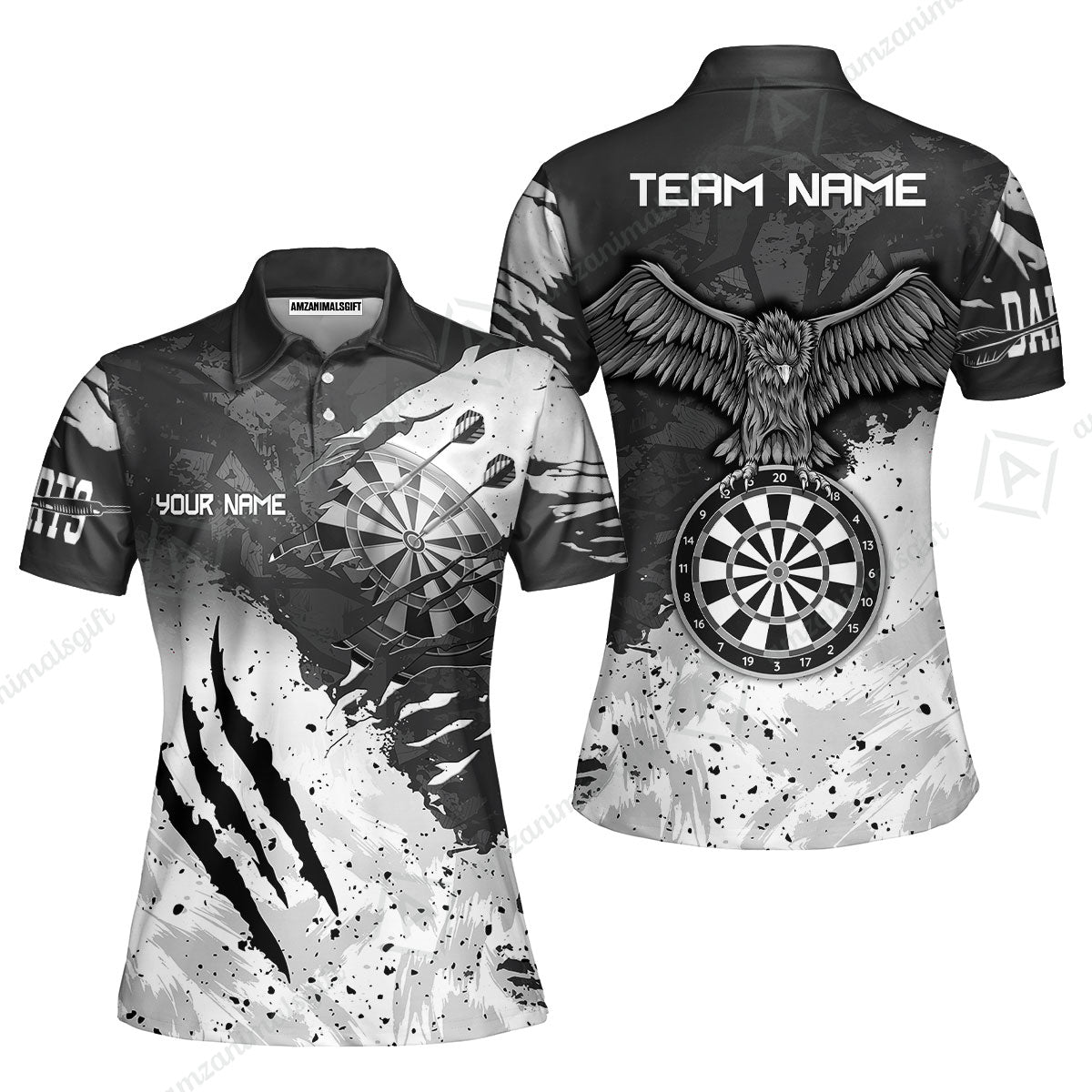 Customized Darts Women Polo Shirt, Darts Eagle Dartboard Multicolor Custom Dart Women Polo Jersey For Darts Player