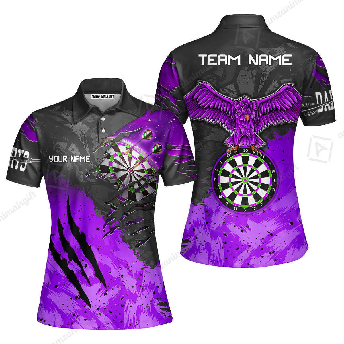 Customized Darts Women Polo Shirt, Darts Eagle Dartboard Multicolor Custom Dart Women Polo Jersey For Darts Player
