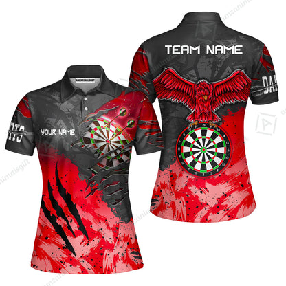 Customized Darts Women Polo Shirt, Darts Eagle Dartboard Multicolor Custom Dart Women Polo Jersey For Darts Player