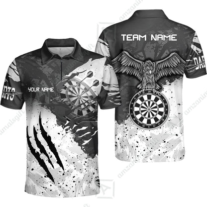 Customized Darts Quarter-Zip Polo Shirt, Darts Eagle Dartboard Multicolor Custom Dart Zip Polo Jersey For Darts Player