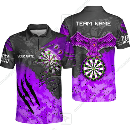 Customized Darts Quarter-Zip Polo Shirt, Darts Eagle Dartboard Multicolor Custom Dart Zip Polo Jersey For Darts Player