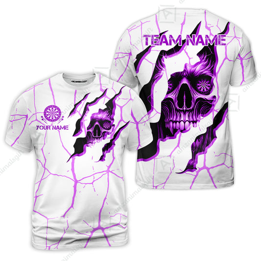 Customized Darts T-Shirt, Torn-Up Skull Dartboard Eyes Darts Team Style T-Shirt for Players, Jersey for Darts Players