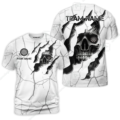 Customized Darts T-Shirt, Torn-Up Skull Dartboard Eyes Darts Team Style T-Shirt for Players, Jersey for Darts Players