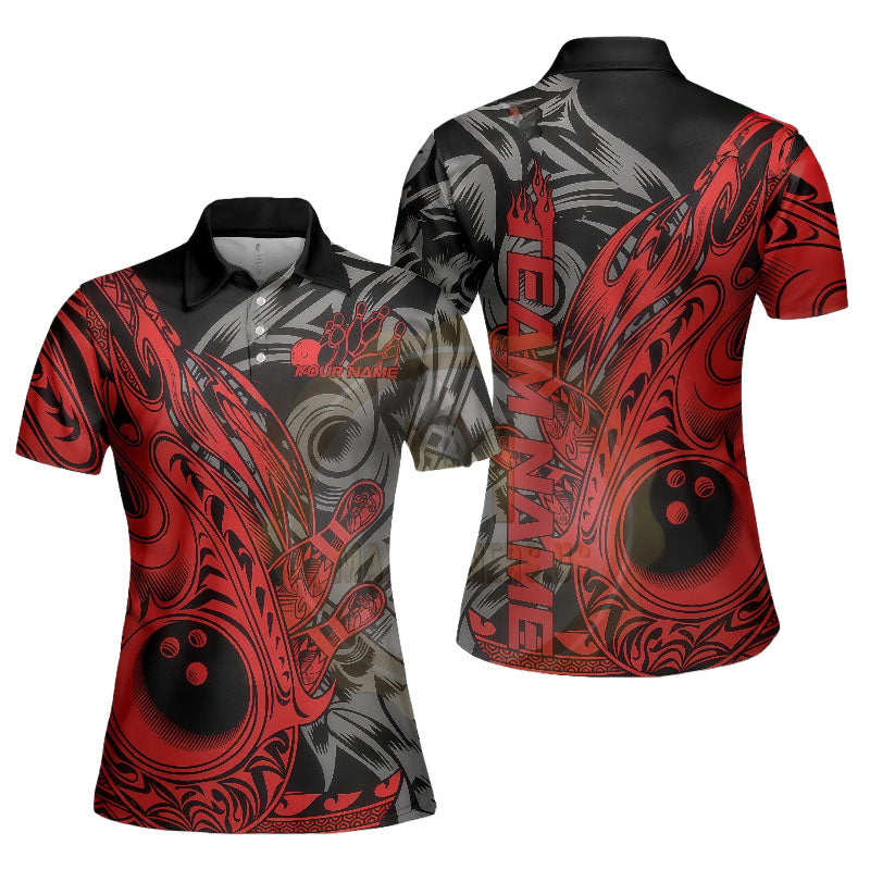 Tribal Bowling Ball Graphic Women Polo