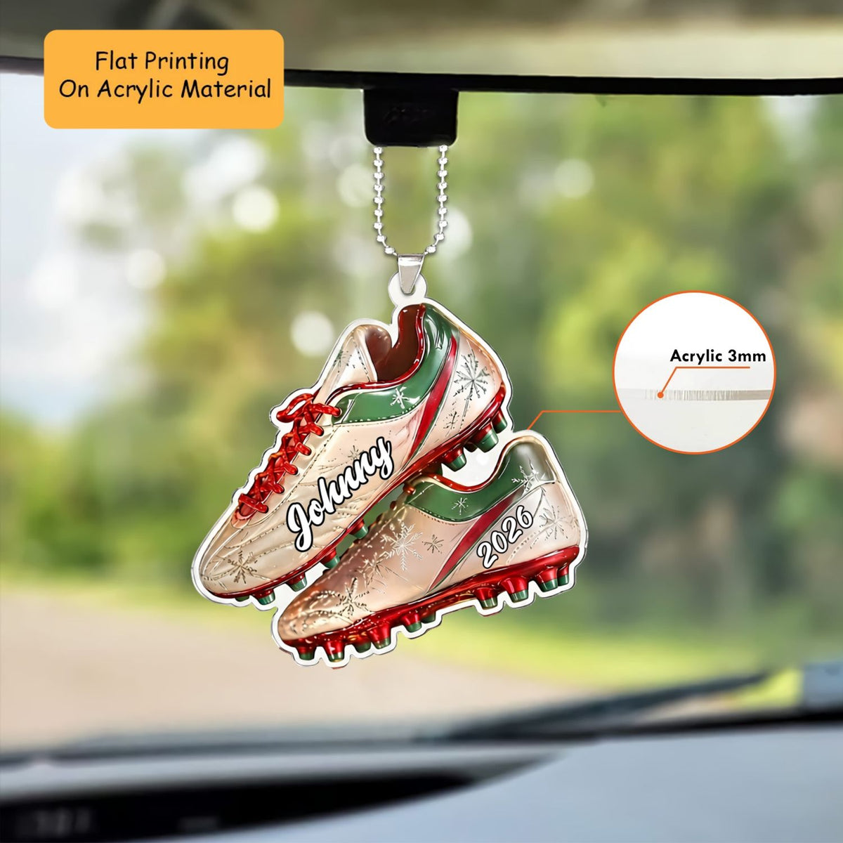Personalized Soccer Christmas Ornament, Soccer Shoes Christmas, Custom Ornament Christmas Gift, Keychain Soccer, Car Ornament Soccer