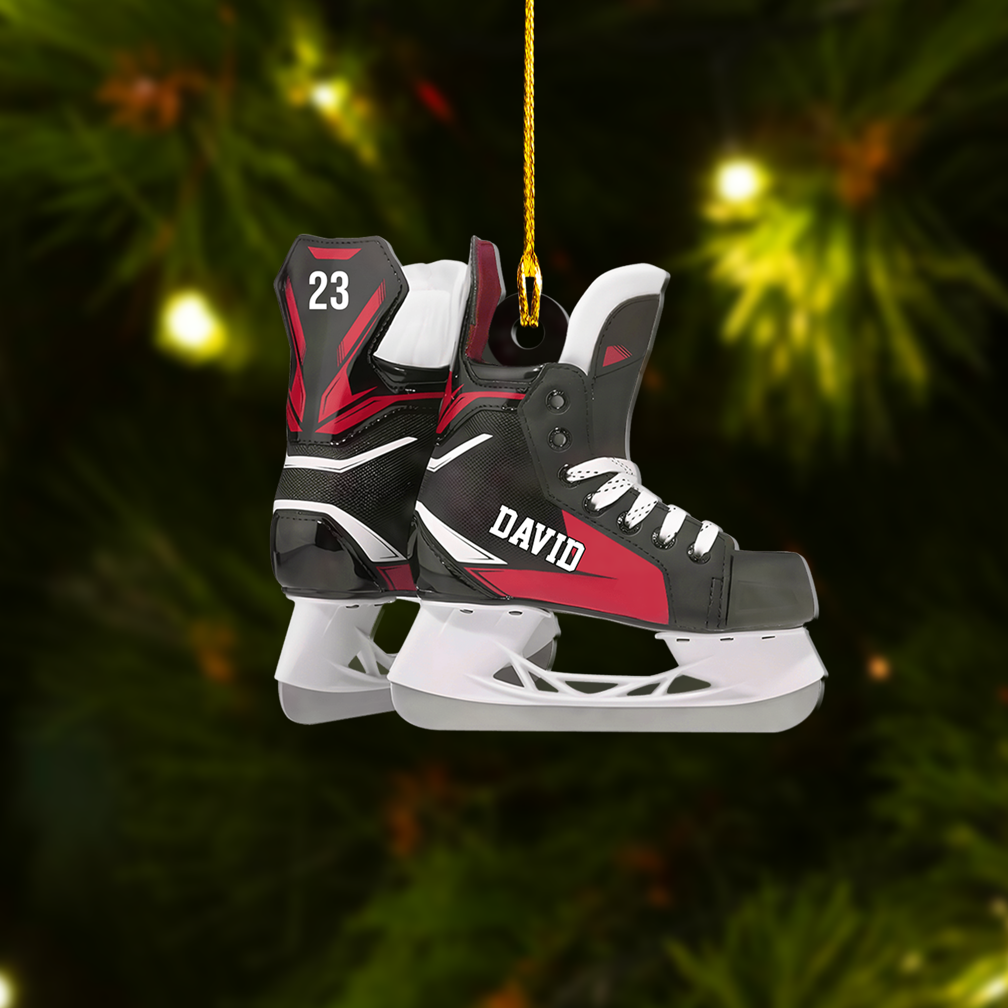 Personalized Ice Hockey Skates Flat Acrylic Ornament, Meaningful Ornament Gifts For Hockey Player, Son, Grandson