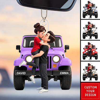Personalized Off Road Couple Christmas Ornament, Custom Name Bumper Romantic Mascot, Custom Ornament Christmas Gift, Keychain Off Road, Car Ornament Off Road