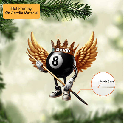 Personalized Christmas Billiard Ornament, Billiard Ball Wing Christmas, Custom Ornament Christmas Gift, Keychain Billiard Christmas, Car Ornament Billiard Christmas