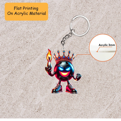 Personalized Bowling King Christmas Ornament, Neon Glowing Face Jeweled Crown, Custom Ornament Christmas Gift, Keychain Bowling, Car Ornament Bowling