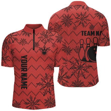 Custom Bowling Team, Ugly Christmas snowflake pattern Bowling Polo, Christmas Bowling uniforms - Bowling Polo Personalized Name And Team Name