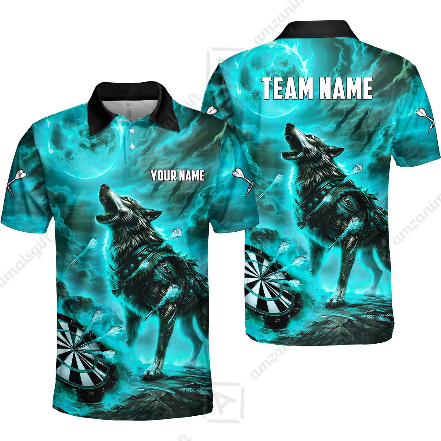 Custom Darts Team Jersey, Personalized Flaming Wolf Jersey Shirt For Players With Name & Team Name