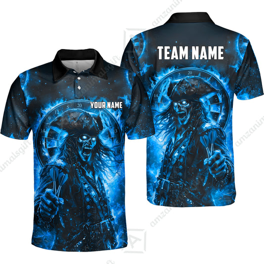 Custom Darts Jersey Polo Shirt, Ghost Pirate, Custom Dart Jersey Team Shirt For Players With Name & Team Name