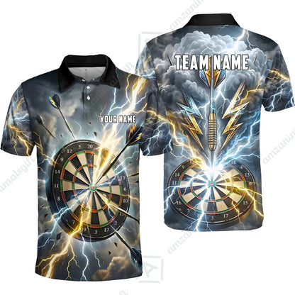Custom Darts Team Jersey, Personalized Lightning Darts Polo Shirt For Players With Name & Team Name