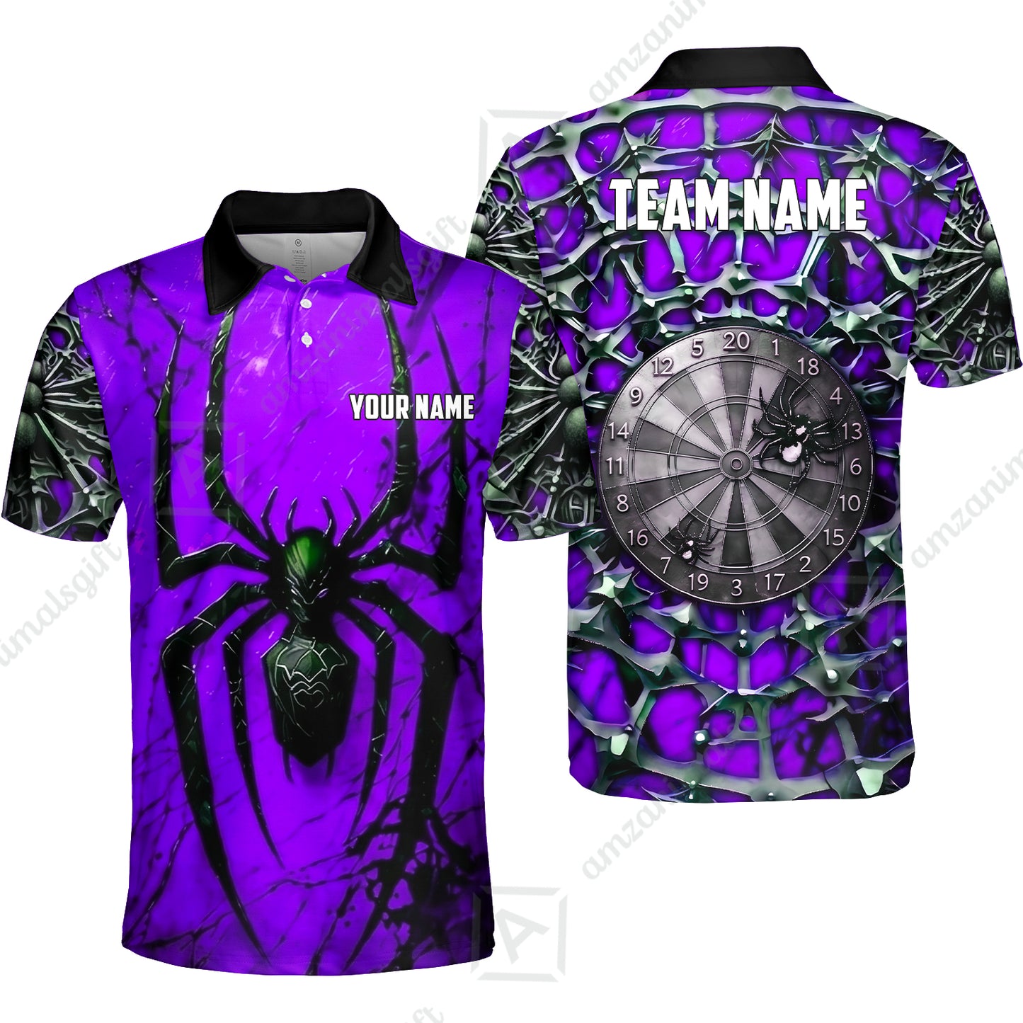 Custom Darts Jersey Polo Shirt, Gothic Widow Spiderweb, Custom Dart Jersey Team Shirt For Players With Name & Team Name
