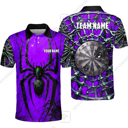 Custom Darts Jersey Polo Shirt, Gothic Widow Spiderweb, Custom Dart Jersey Team Shirt For Players With Name & Team Name