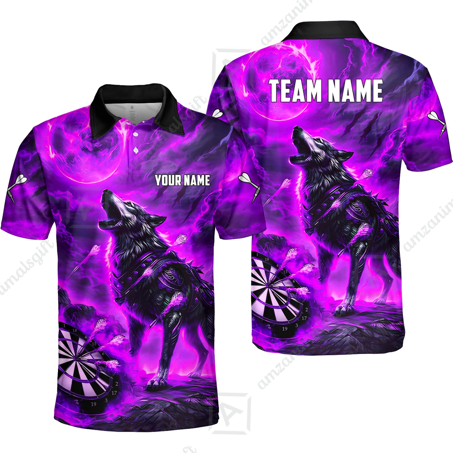 Custom Darts Team Jersey, Personalized Flaming Wolf Jersey Shirt For Players With Name & Team Name