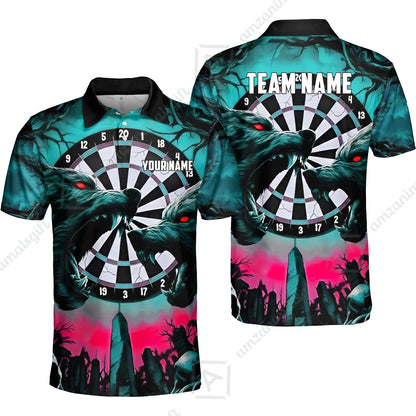 Custom Darts Team Jersey, Personalized Black Forest Wolves Dart Polo Shirt For Players With Name & Team Name