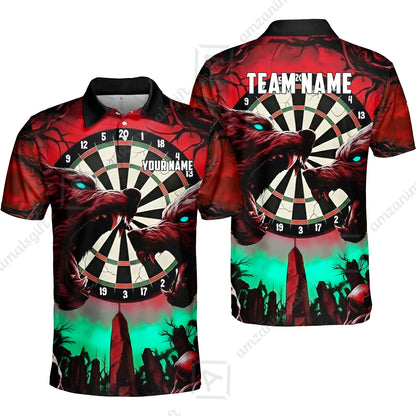 Custom Darts Team Jersey, Personalized Black Forest Wolves Dart Polo Shirt For Players With Name & Team Name