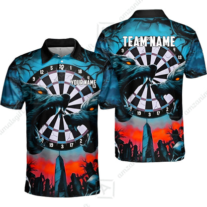 Custom Darts Team Jersey, Personalized Black Forest Wolves Dart Polo Shirt For Players With Name & Team Name