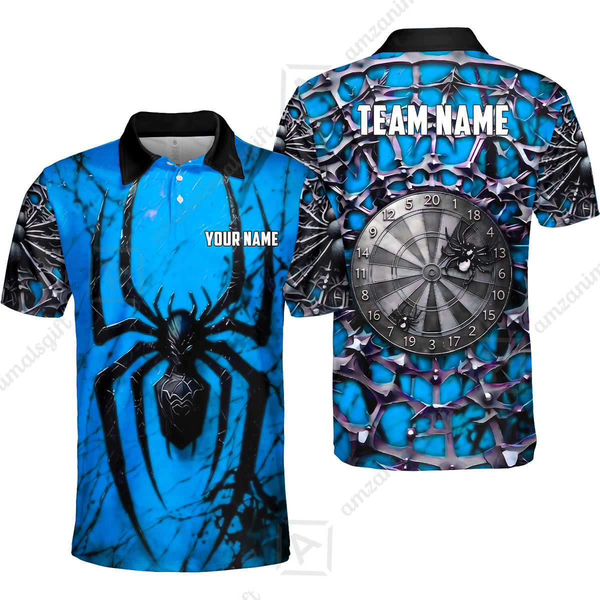 Custom Darts Jersey Polo Shirt, Gothic Widow Spiderweb, Custom Dart Jersey Team Shirt For Players With Name & Team Name