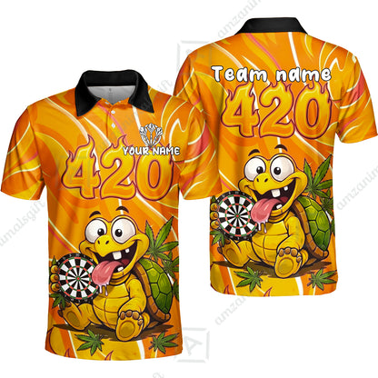 Custom Dart Jersey Team Shirt For Players, Funny Turtle 420, Personalize Name and Team Name