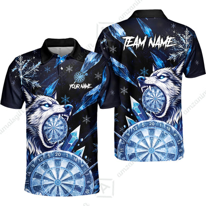 Customized Ice Wolf Crystal Winter Mascot Darts Jersey, Personalized Name And Team Name For Players