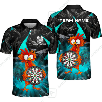 Custom Darts Team Jersey, Personalized Funky Rooster Dart Shirt For Players With Name & Team Name