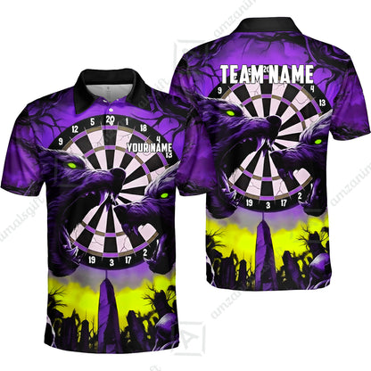 Custom Darts Team Jersey, Personalized Black Forest Wolves Dart Polo Shirt For Players With Name & Team Name