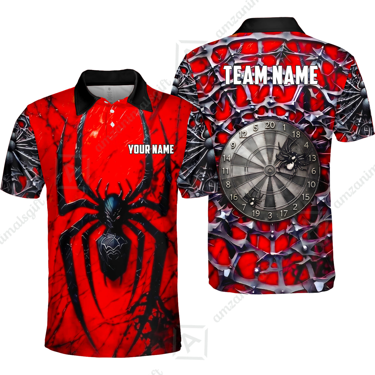 Custom Darts Jersey Polo Shirt, Gothic Widow Spiderweb, Custom Dart Jersey Team Shirt For Players With Name & Team Name