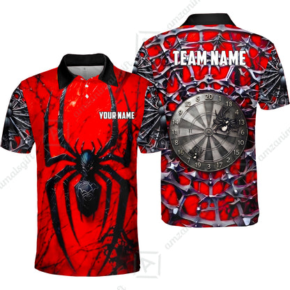 Custom Darts Jersey Polo Shirt, Gothic Widow Spiderweb, Custom Dart Jersey Team Shirt For Players With Name & Team Name