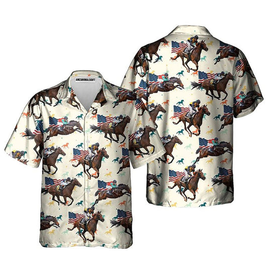 Horse Racing Hawaiian Shirt - Kentucky Derby Horse Vintage Horse Racing Derby Hawaiian Shirt - Perfect Gift For Men, Horse Lovers, Horse Racing Lover