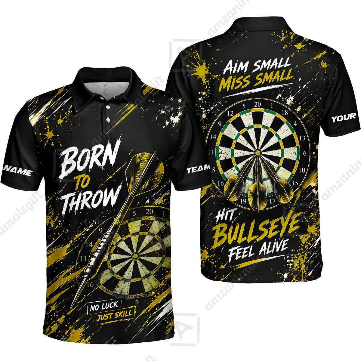 Customized Born To Throw No Luck Just Skill, Hit Bullseye Feel Alive Darts Jersey, Personalized Name And Team Name For Players