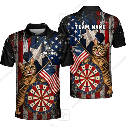 Custom Dart Jersey Team Shirt For Players, American Flag and Alley Cats, Personalize Name and Team Name