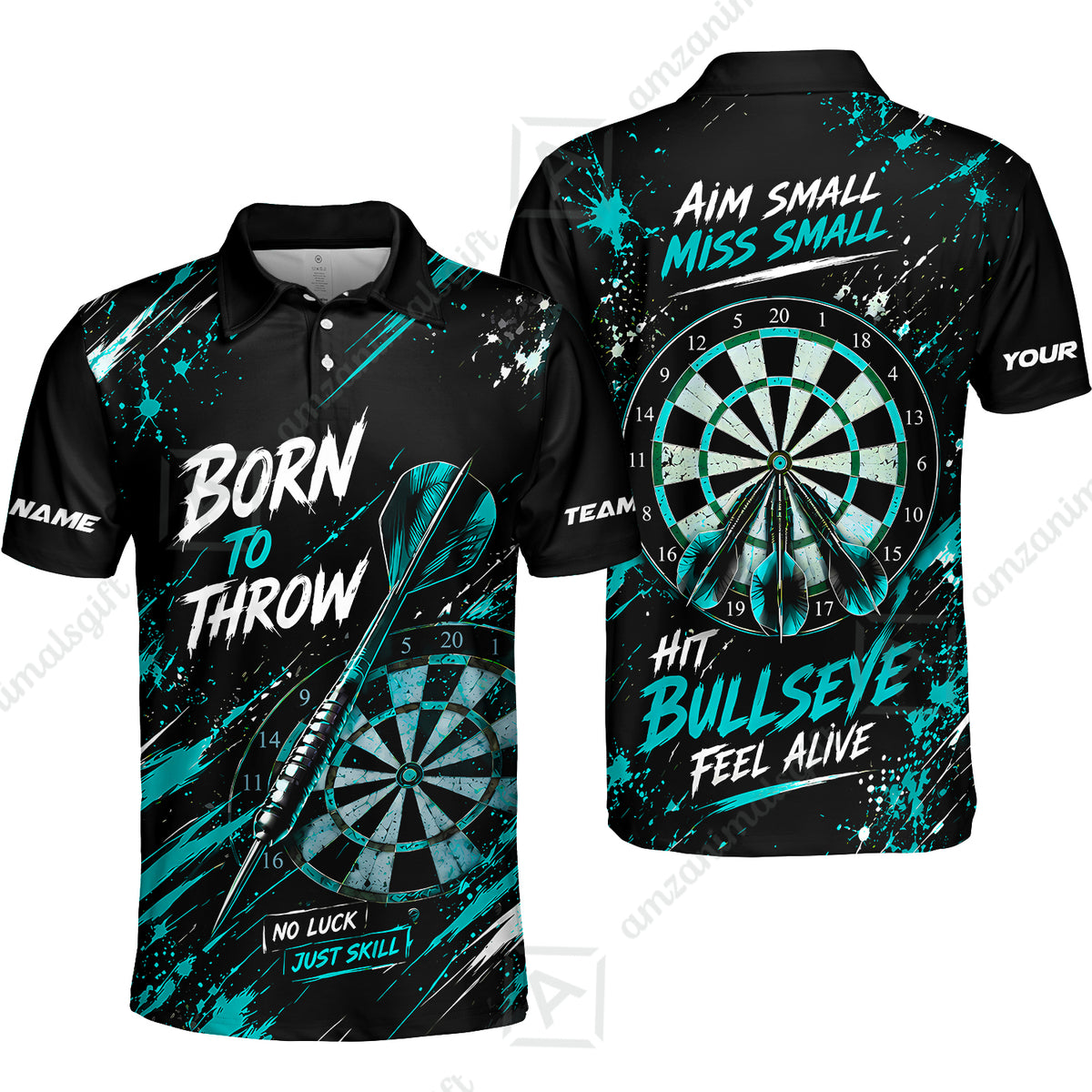 Customized Born To Throw No Luck Just Skill, Hit Bullseye Feel Alive Darts Jersey, Personalized Name And Team Name For Players
