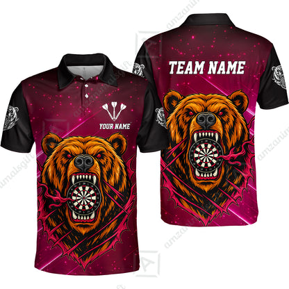 Custom Darts Team Jersey, Personalized Furious Bear Dart Polo Shirt for Players with Name & Team Name