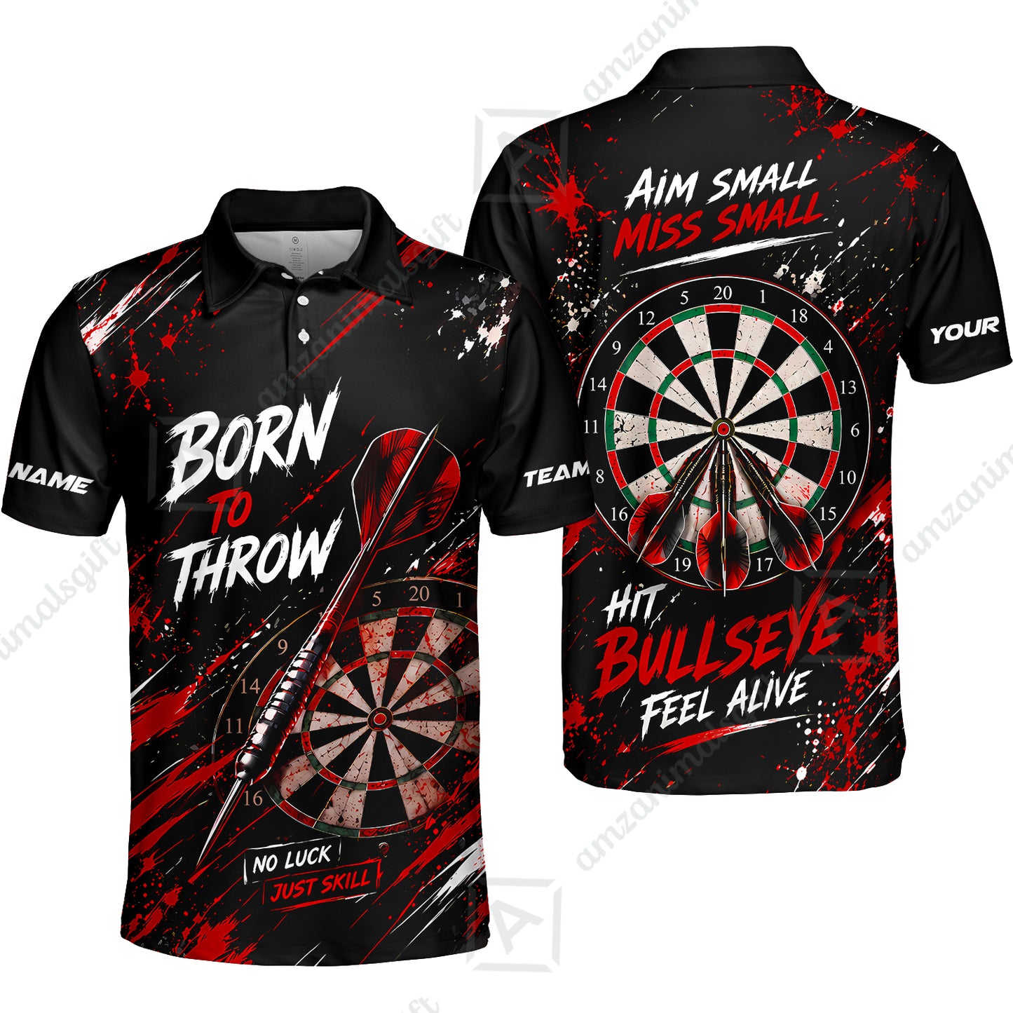 Customized Born To Throw No Luck Just Skill, Hit Bullseye Feel Alive Darts Jersey, Personalized Name And Team Name For Players