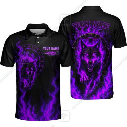 Customized Fire Wolf Dartboard Multicolor Darts Jersey, Personalized Name And Team Name For Players