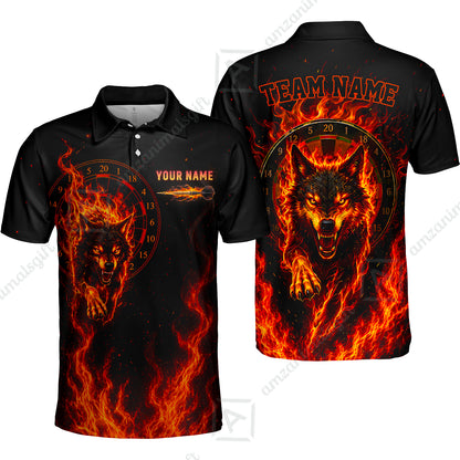 Customized Fire Wolf Dartboard Multicolor Darts Jersey, Personalized Name And Team Name For Players