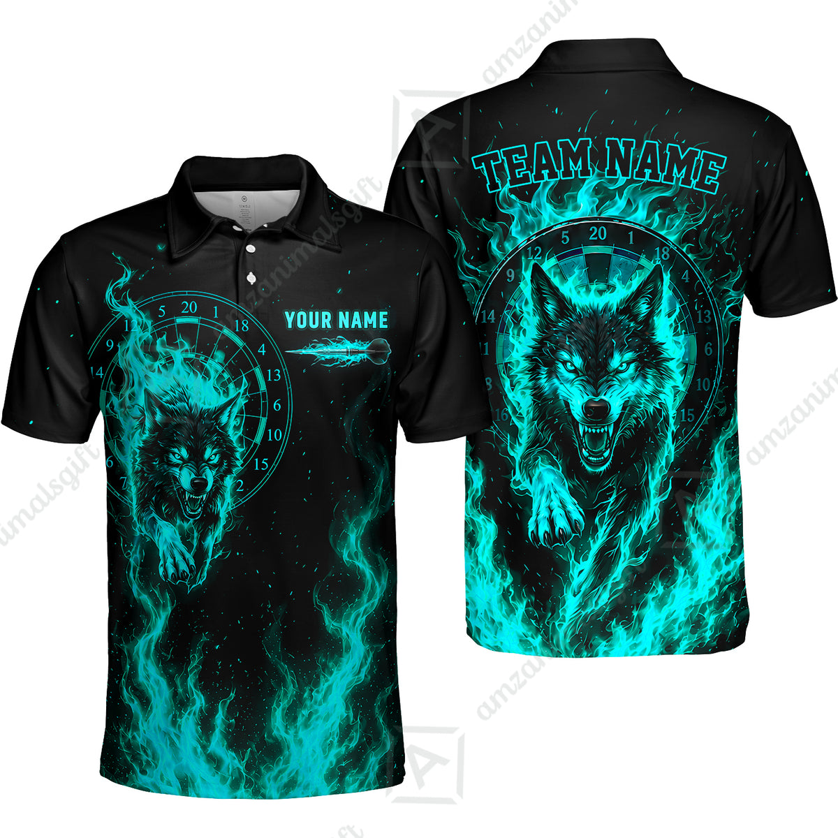 Customized Fire Wolf Dartboard Multicolor Darts Jersey, Personalized Name And Team Name For Players