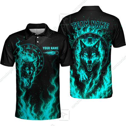 Customized Fire Wolf Dartboard Multicolor Darts Jersey, Personalized Name And Team Name For Players