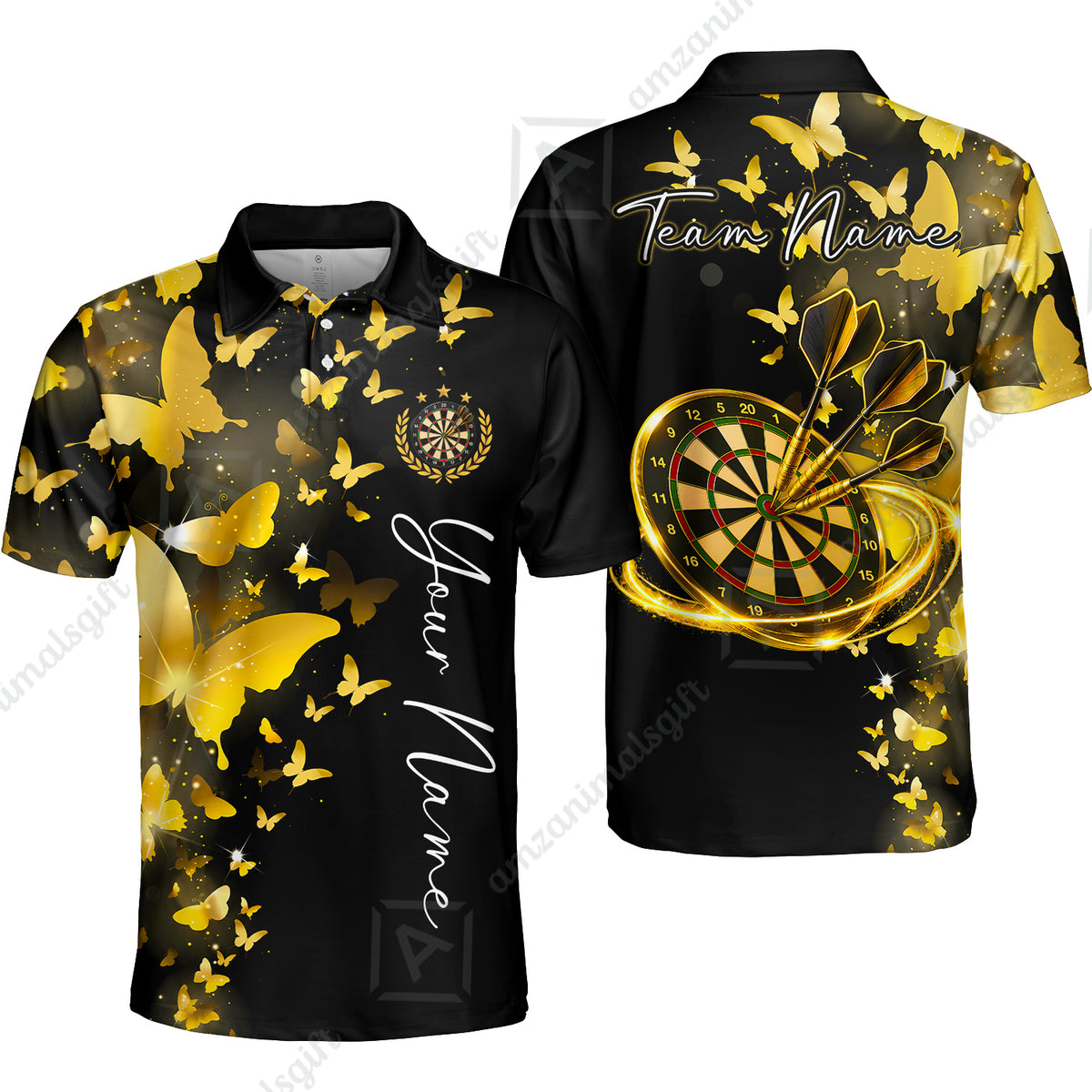 Customized Butterfly Elegant Sparkling Multicolor Darts Jersey, Personalized Name And Team Name For Players