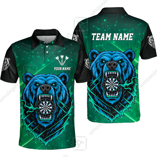 Custom Darts Team Jersey, Personalized Furious Bear Dart Polo Shirt for Players with Name & Team Name