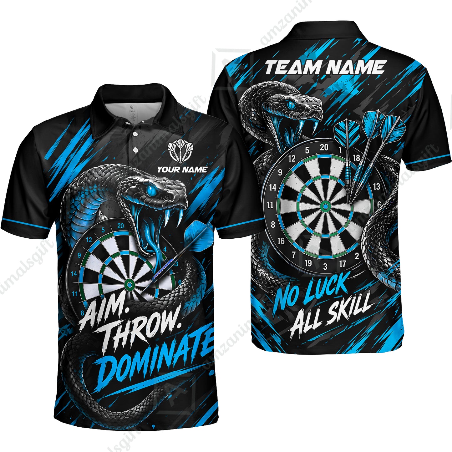 Customized Darts Team Jersey, Personalized Snake Darts Abstract Background Polo Shirt For Players With Name & Team Name