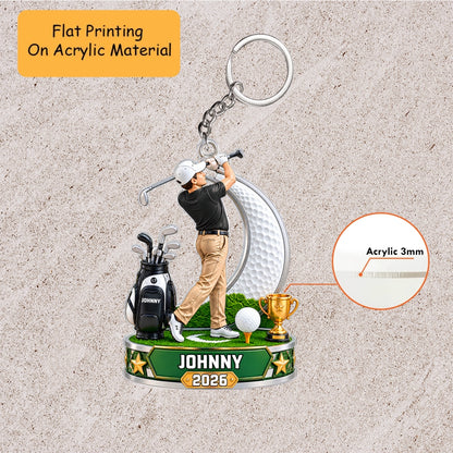 Personalized Golf Christmas Flat Printed Acrylic Ornament, Golf Tournament, Custom Ornament Christmas Gift, Keychain Golf, Car Ornament Golf