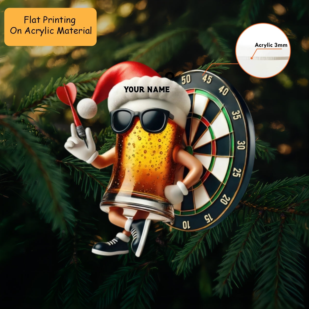 Personalized Dart Board Holding Pins Acrylic Ornament, Dart Board Keychain, Car Ornament, Christmas Ornament Gifts