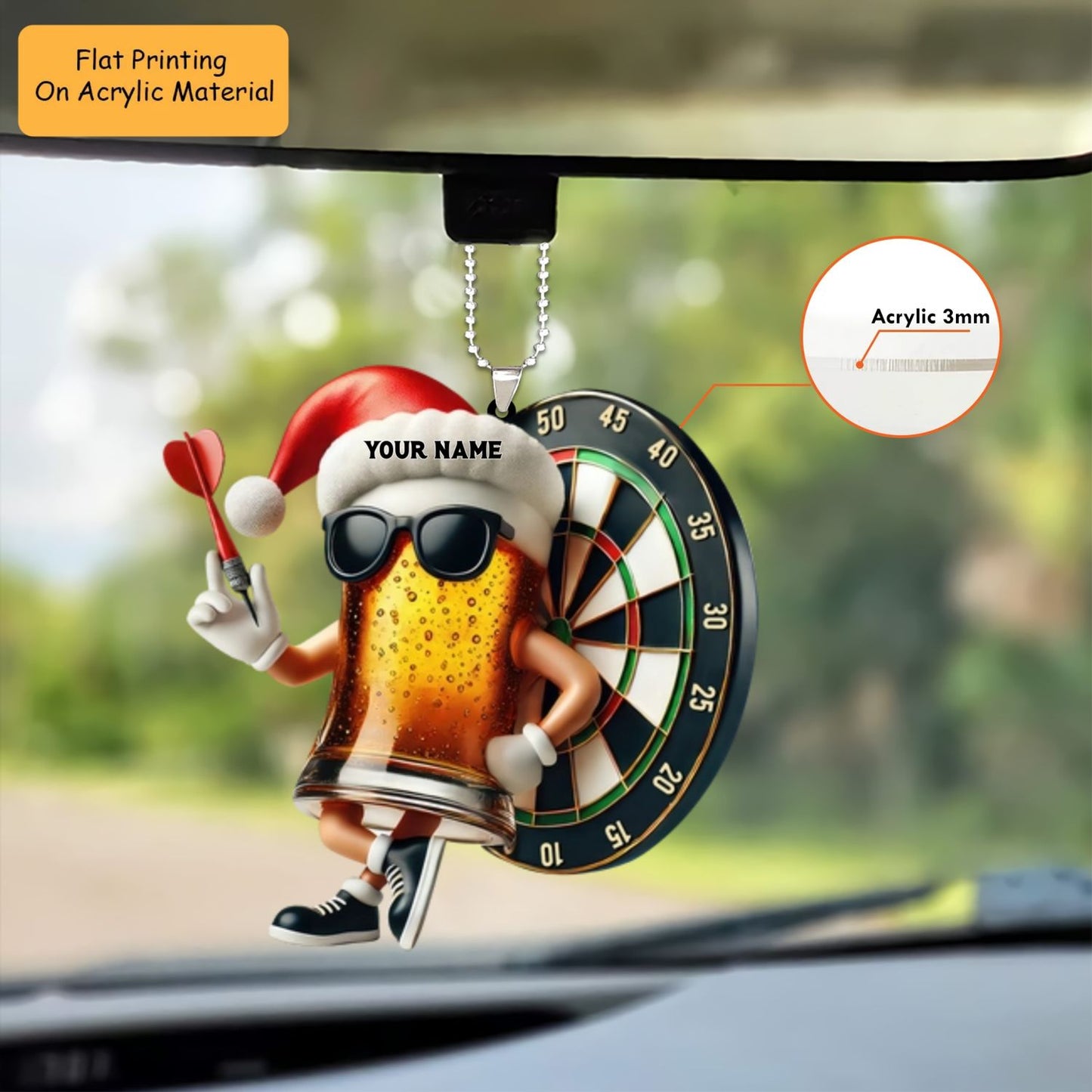 Personalized Dart Board Holding Pins Acrylic Ornament, Dart Board Keychain, Car Ornament, Christmas Ornament Gifts
