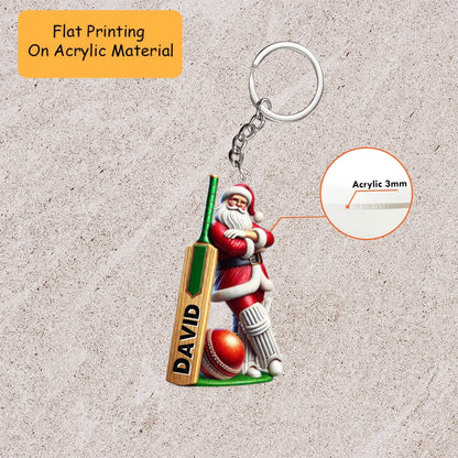 Personalized Cricket Christmas Ornament, Christmas Cricket Ball Santa, Custom Ornament Christmas Gift, Keychain Cricket, Car Ornament Cricket