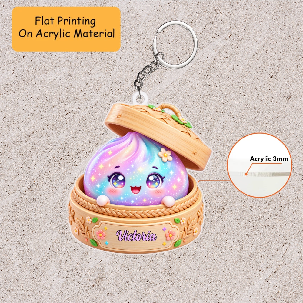 Personalized Dumpling Christmas Flat Printed Acrylic Ornament, Dumpling Cute Galaxy, Custom Ornament Christmas Gift, Keychain Dumpling, Car Ornament Dumpling