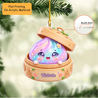 Personalized Dumpling Christmas Flat Printed Acrylic Ornament, Dumpling Cute Galaxy, Custom Ornament Christmas Gift, Keychain Dumpling, Car Ornament Dumpling