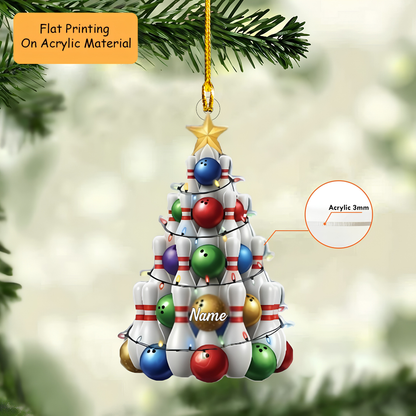 Personalized Bowling Ball Ornament, Bowling Christmas Keychain, Car Ornament, Christmas Ornament Gifts